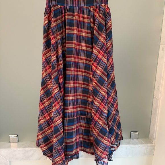 Ulla Johnson Plaid Assymetrical Midi Skirt Size 4 - Picture 3 of 4